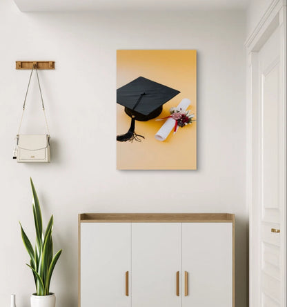 Graduation Cap and Rolled Diploma 40x60cm Metal Print Ready to Hang