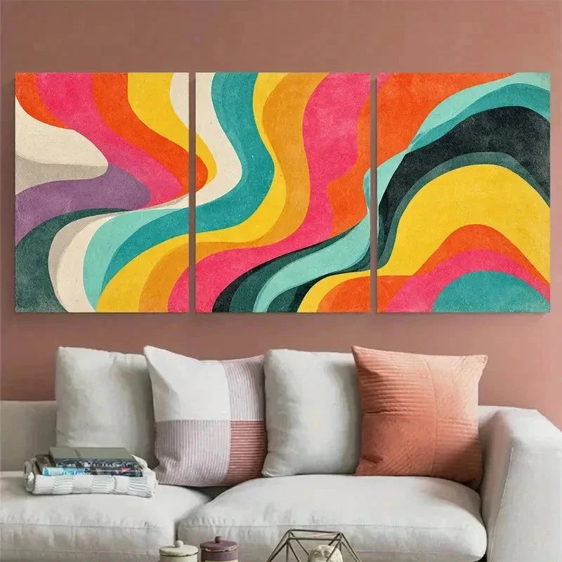 3pcs The Good Old Days Neutral Perfect Wall Art Canvas Framed 60x90cm