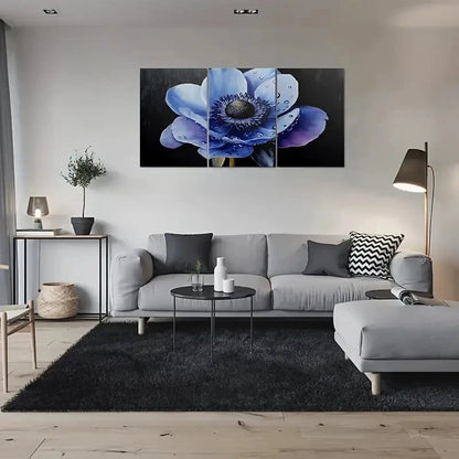 3pcs Stunning Blue Anemone Flower Metal Print Ready to Hang Art