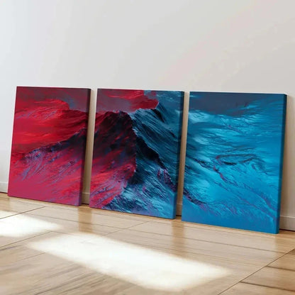 3pcs Modern Abstract Fantasy Red and Blue Wall Art Set Canvas Framed 40x60cm - High Quality Print 100% Australian Made Wall Canvas Ready to Hang
