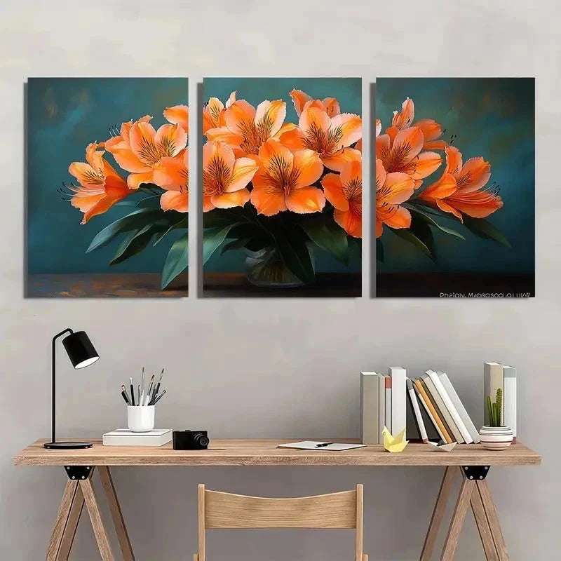 3pcs Peruvian Lilies Flower Nature Perfect Wall Art Set Canvas Framed 40x60cm - High Quality Print 100% Australian Made Wall Canvas Ready to Hang