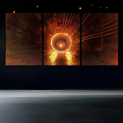 3pcs Shuttle Car Stunning Golden Metal Print Ready to Hang Art