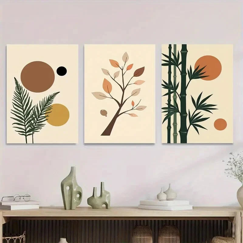 3pcs Modern Abstract Botanical Minimalist Metal Print Ready to Hang Art