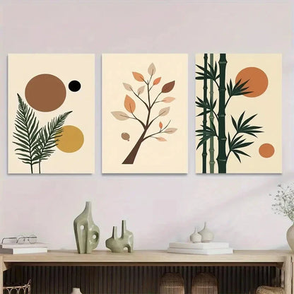 3pcs Modern Abstract Botanical Minimalist Metal Print Ready to Hang Art