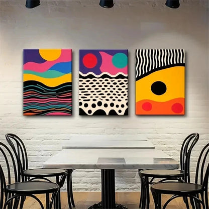 3pcs Colorful Geometric Pattern Artistic Perfect Wall Art Set Canvas Framed 40x60cm - High Quality Print 100% Australian Made Wall Canvas Ready to Hang
