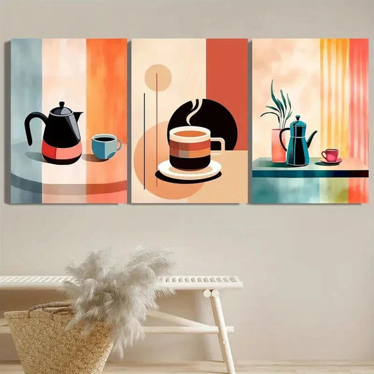 3pcs Painting Retro Creative Art Metal Print Ready to Hang Art