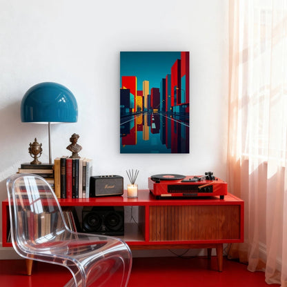 Vibrant Skyscraper Reflections Metal Print Ready to Hang