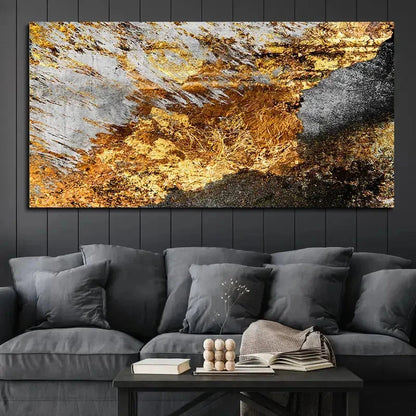Abstract Golden Graffiti Modern Wall Art Canvas Office Home Room Framed 120x60cm