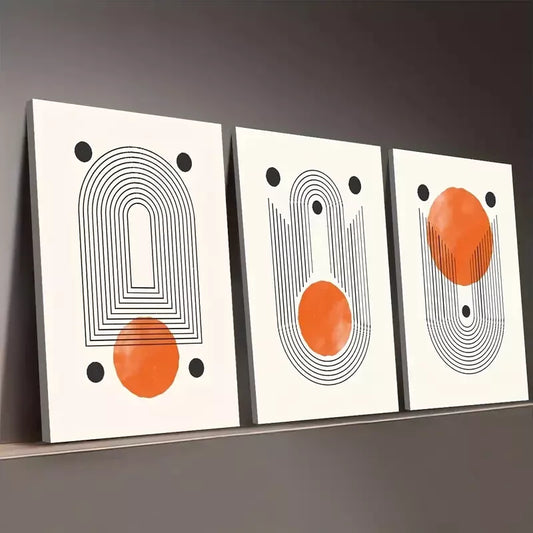3pcs Bohemian Minimalist Modern Geometric Line Wall Art Set Canvas Framed 50x70cm - High Quality Print 100% Australian Made Wall Canvas Ready to Hang