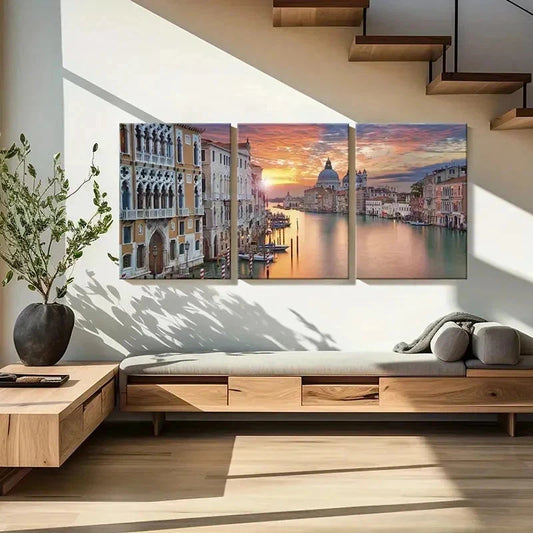 3pcs City Landscape Water City Venice Wall Art Set Canvas Framed 40x60cm - High Quality Print 100% Australian Made Wall Canvas Ready to Hang