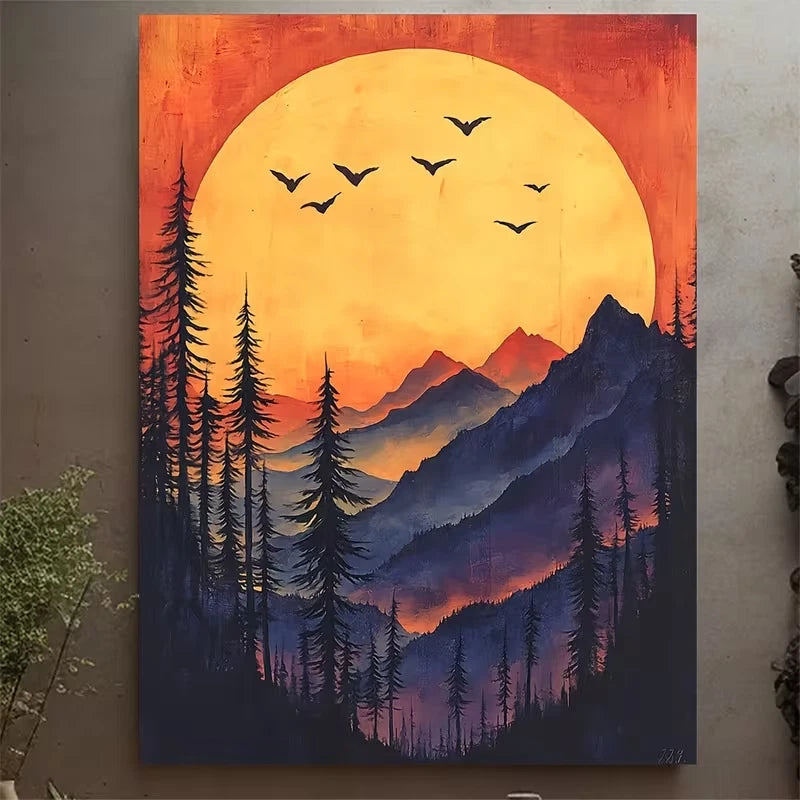 Sunrise Smoky Mountain Landscape 60x90cm Metal Print Ready to Hang