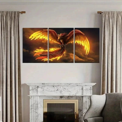 3pcs Fantasy Magical Animal Art Phoenix Bird Wall Art Set Canvas Framed 60x90cm - High Quality Print 100% Australian Made Wall Canvas Ready to Hang