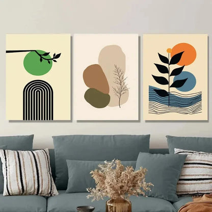 3pcs Abstract 3 Minimalist Modern Green Wall Art Set Canvas Framed 40x60cm - High Quality Print 100% Australian Made Wall Canvas Ready to Hang