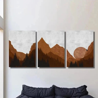 3pcs Bohemian Decorative Mountain Painting Wall Art Set Canvas Framed 40x60cm - High Quality Print 100% Australian Made Wall Canvas Ready to Hang