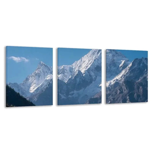 3pcs Himalayan Snow Capped Mountain Peaks  Wall Art Set Canvas Framed 60x90cm - High Quality Print 100% Australian Made Wall Canvas Ready to Hang