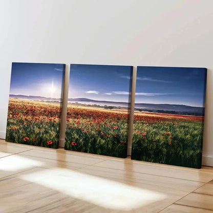 3pcs Sea Of Flowers Flower Garden Scenery Wall Art Set Canvas Framed 40x60cm - High Quality Print 100% Australian Made Wall Canvas Ready to Hang
