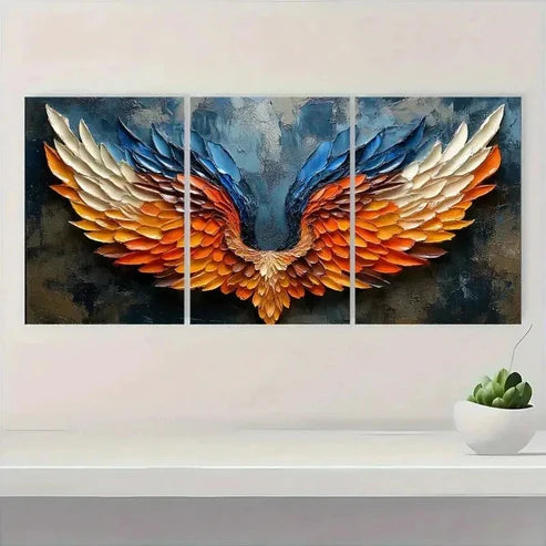 3pcs Huge Textured Wings Wall Art Canvas Unframed - High Quality Print 100% Australian Made Wall Canvas