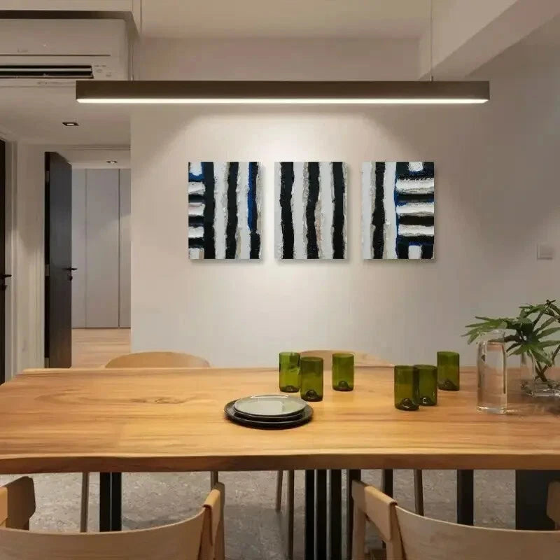 3pcs Abstract Composition of Black and White Metal Print Ready to Hang Art