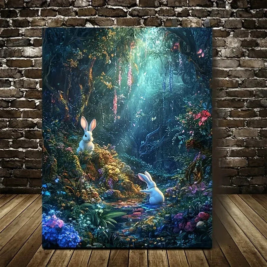 Enchanting Magical Forest Scene Painting 40x60cm Metal Print Ready to Hang