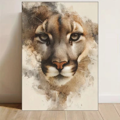 Mountain Lion Face Metal Print Ready to Hang