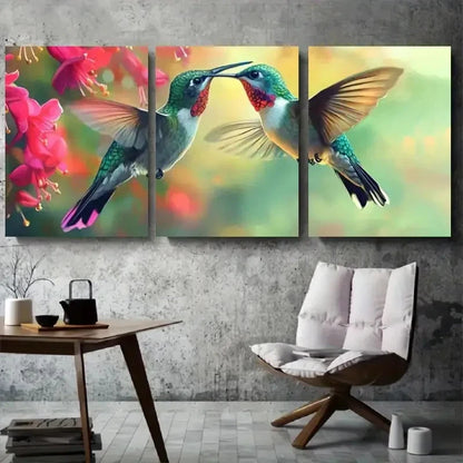 3pcs Vibrant Nature Wildlife Hummingbird Metal Print Ready to Hang Art