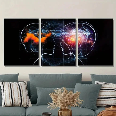 3pcs Abstract Mind Vibration Wall Art Set Canvas Unframed - High Quality Print 100% Australian Made Wall Canvas