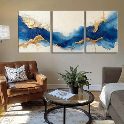 3pcs Modern Contemporary Waves Design Perfect Wall Art Set Canvas Framed 40x60cm - High Quality Print 100% Australian Made Wall Canvas Ready to Hang