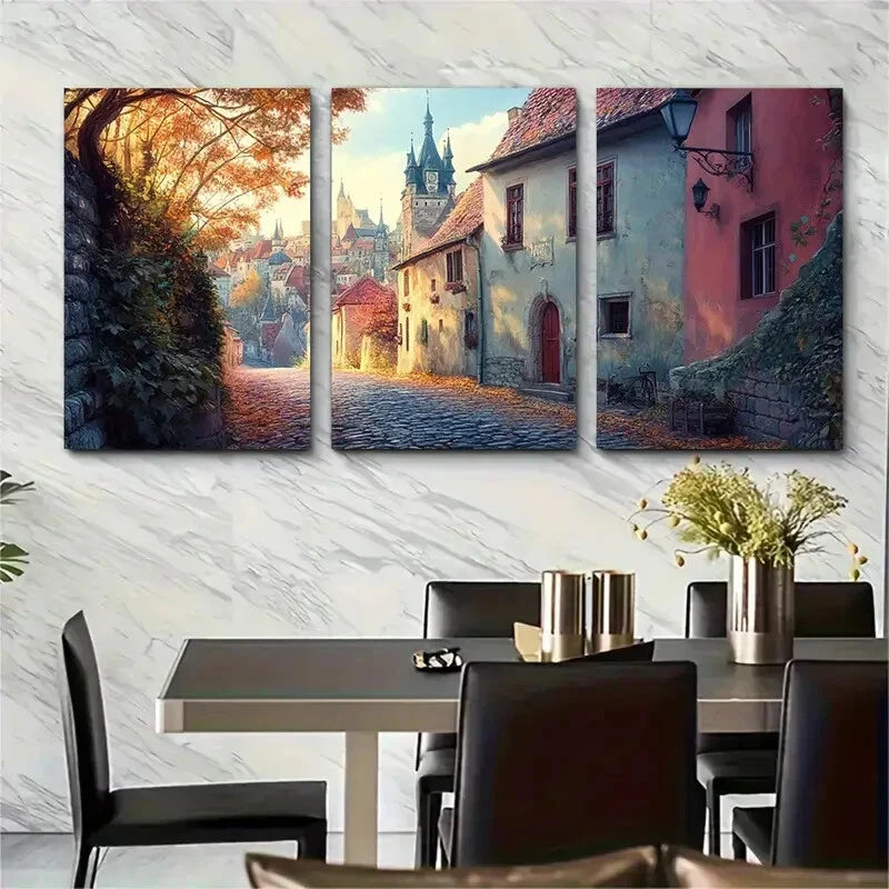 3pcs Sighisoara Romania Cityscape Metal Print Ready to Hang Art