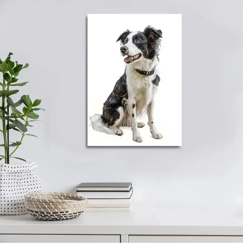 Beautiful Border Collie Watercolor Painting  40x60cm Metal Print Ready to Hang