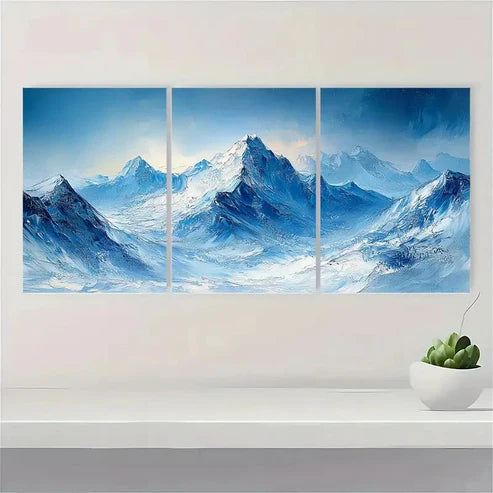 .3pcs Abstract Snowy Mountain DF y  Wall Art Set Canvas Unframed - High Quality Print 100% Australian Made Wall Canvas