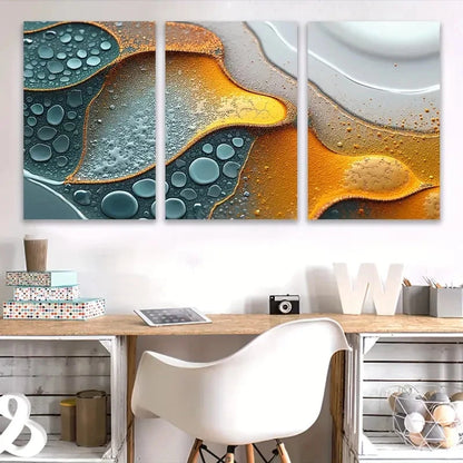 3pcs Blue, Yellow and White Abstract Art Wall Art Set Canvas Framed 40x60cm - High Quality Print 100% Australian Made Wall Canvas Ready to Hang