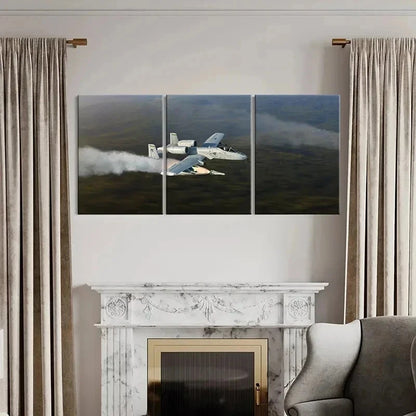 3pcs Fighter Jets in Action Aviation Wall Art Set Canvas Framed 40x60cm - High Quality Print 100% Australian Made Wall Canvas Ready to Hang