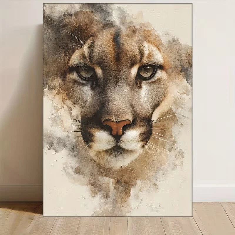 Mountain Lion Face 60x90cm Metal Print Ready to Hang