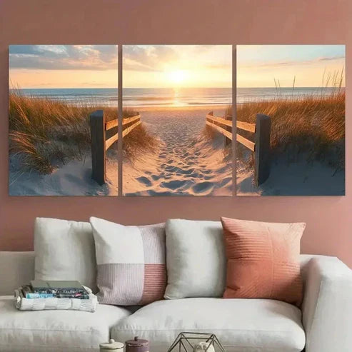 3pcs First State Mid-Atlantic Beach Perfect Wall Art Canvas Unframed – High Quality Print 100% Australian Made Wall Canvas