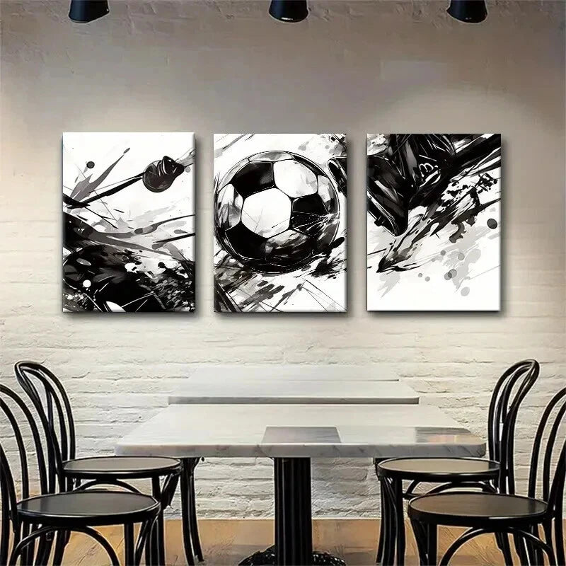3pcs Abstract Football Dynamic Game Perfect Wall Art Set Canvas Framed 40x60cm - High Quality Print 100% Australian Made Wall Canvas Ready to Hang