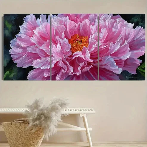 3pcs Peony Flovwer Art Floral Wall Art Canvas Unframed - High Quality Print 100% Australian Made Wall Canvas