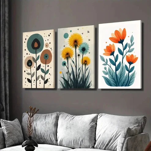 3pcs Modern Minimalist Floral Abstract Wall Art Set Canvas Unframed - High Quality Print 100% Australian Made Wall Canvas