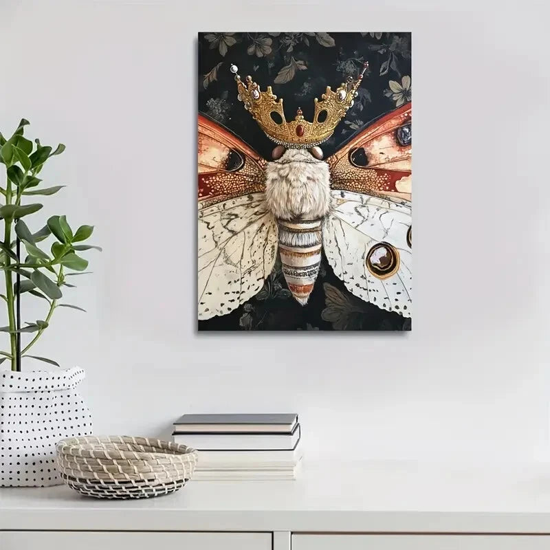 Regal Crown Moth with Intricate Painting 40x60cm Metal Print Ready to Hang