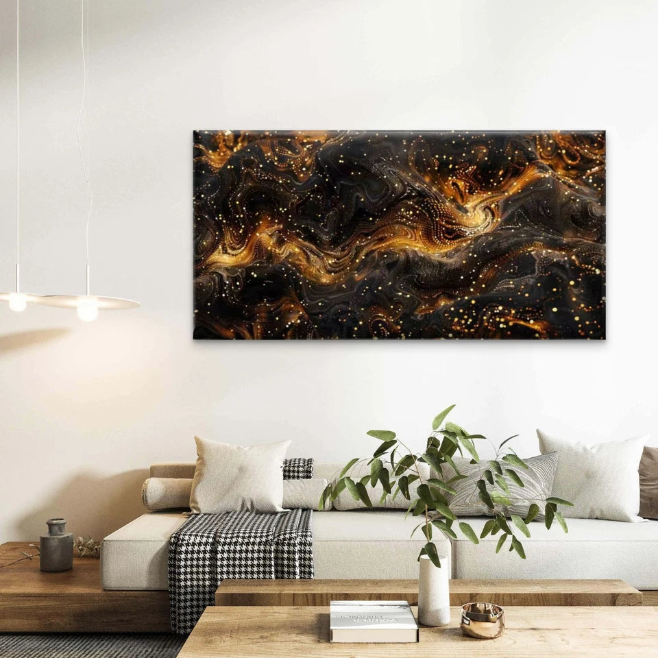 Molten Midnight Wall Art Canvas Office Home Room Framed 120x60cm
