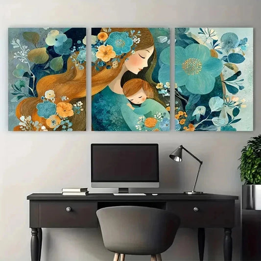3pcs Mother Love Décor Nursery Vibrant Perfect Wall Art Set Canvas Framed 40x60cm - High Quality Print 100% Australian Made Wall Canvas Ready to Hang