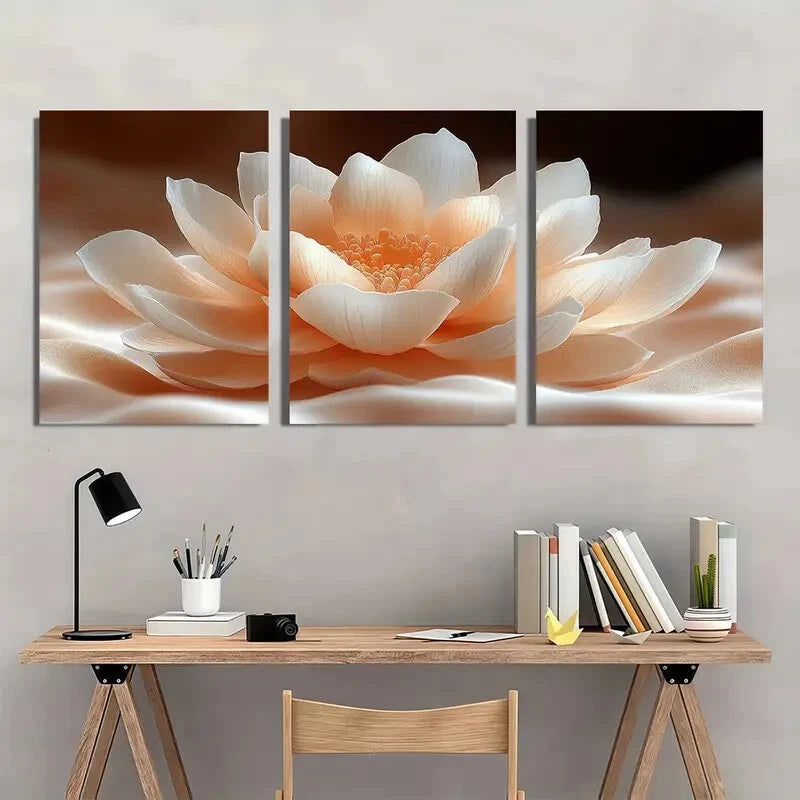 3pcs Showcasing Elegant Floral Metal Print Ready to Hang Art
