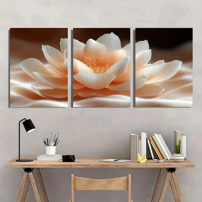 3pcs Showcasing Elegant Floral Metal Print Ready to Hang Art