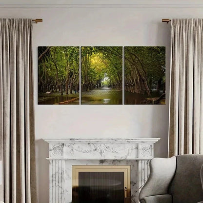 3pcs Greenway Nature Trees and Road Wall Art Set Canvas Framed 40x60cm - High Quality Print 100% Australian Made Wall Canvas Ready to Hang