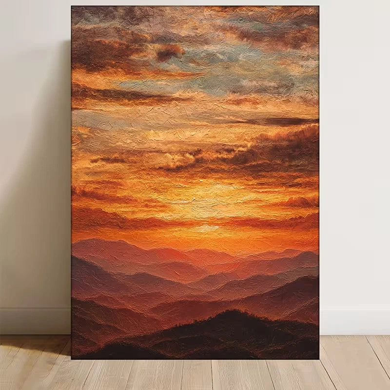 Golden Sunset Sky & Mountain Landscape Metal Print Ready to Hang