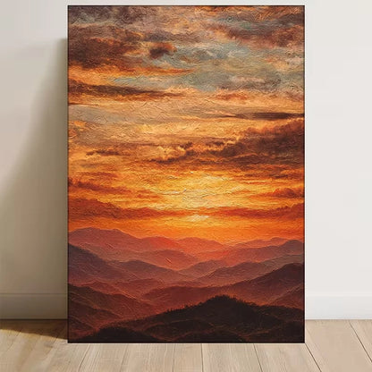 Golden Sunset Sky & Mountain Landscape Metal Print Ready to Hang