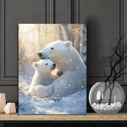 Polar Bear Family Snowy Scene Bear 40x60cm Metal Print Ready to Hang