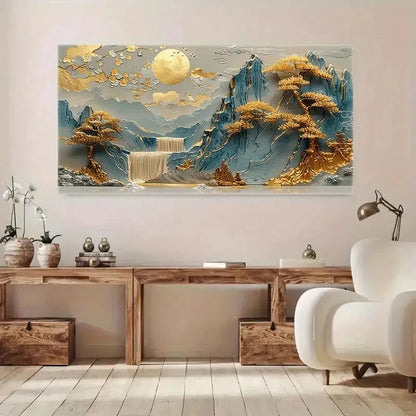 Golden Pine Tree Mountain wall canvas office home room framed 120x60cm