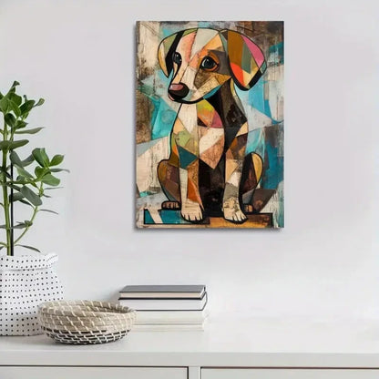 Contemporary Abstract Brown Puppy Painting 40x60cm Metal Print Ready to Hang