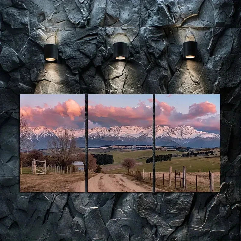 3pcs Dusk Mountain Road Scenic Metal Print Ready to Hang Art
