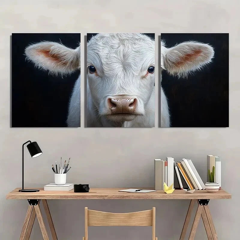 3pcs Rustic Cow Charming Farm Animal Metal Print Ready to Hang Art